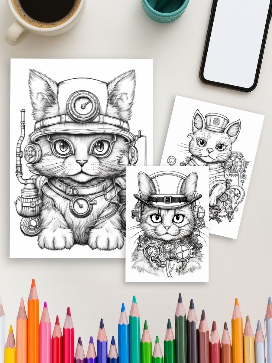 Steampunk Cats – 50 Steampunk-Themed Cat Pages - Image 3