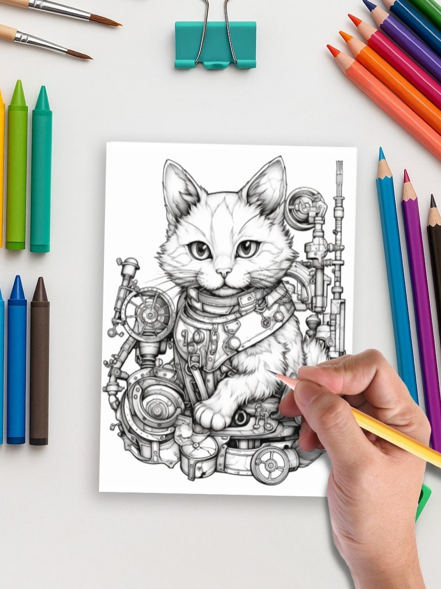 Steampunk Cats – 50 Steampunk-Themed Cat Pages - Image 4
